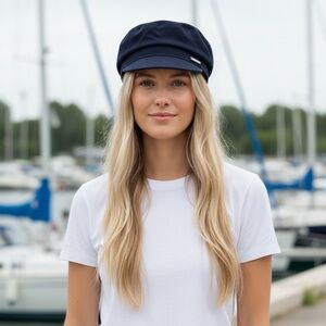 Saint James Navy Cotton Fisherman Cap with Branded Metal Accent